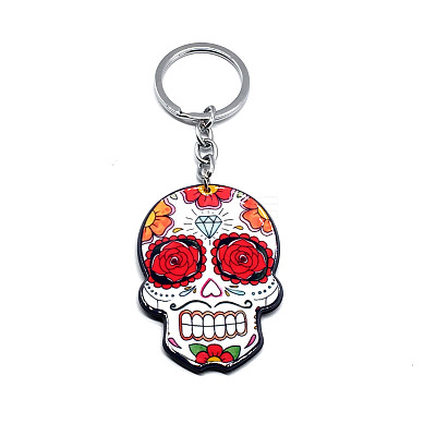 Plastic Pendant Keychain SKUL-PW0002-060A-1