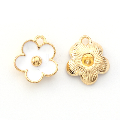 Light Gold Plated Alloy Enamel Pendants X-ENAM-R136-16A-1
