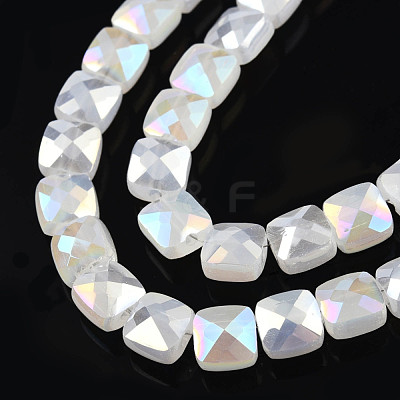 Electroplate Opaque Solid Color Glass Beads Strands EGLA-N002-43-01-1