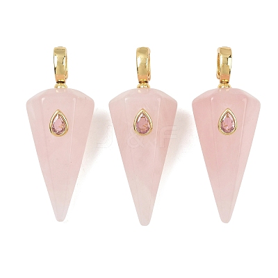 Natural Rose Quartz Pointed Pendants GG-CBA19F2-02G-05-1