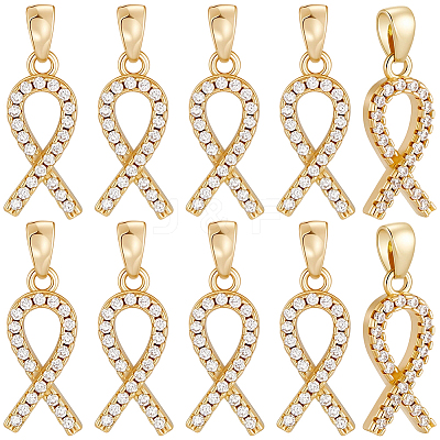 10Pcs Brass Micro Pave Cubic Zirconia Pendants KK-BBC0019-34-1