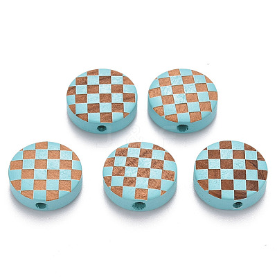 Painted Natural Wood Beads WOOD-N006-04B-1