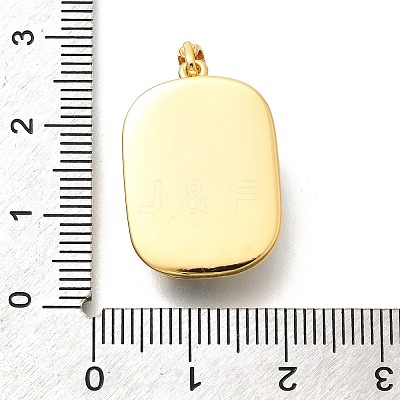 Brass Dodger Blue Glitter Enamel Rectangle Pendants KK-K398-14G-1