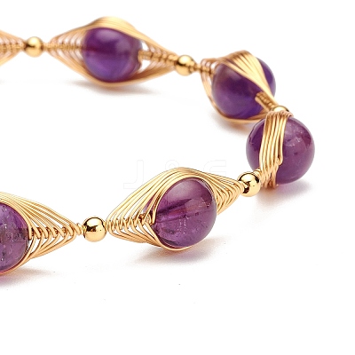 Healing Power Natural Amethyst Beaded Bracelets for Men Women X1-BJEW-TA00012-03-1