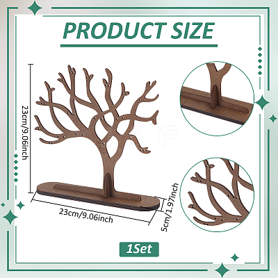 Tree Shaped Wood Jewelry Earring Display Stands DJEW-WH0816-002-1