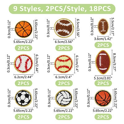 18Pcs 9 Styles Ball Polyester Embroidered Appliques PATC-FH0001-11-1