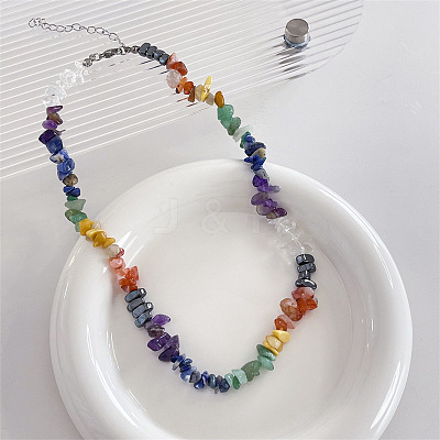 7 Chakra Natural Red Aventurine & Yellow Aventurine & Lapis Lazuli & Red Jasper & Quartz Crystal & Green Aventurine NJEW-H047-02-1