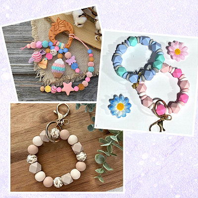 60Pcs 10 Colors Food Grade Eco-Friendly Silicone Beads SIL-SP0001-05-1