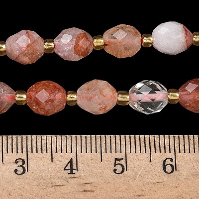 Natural Red Hematoid Quartz/Ferruginous Quartz Beads Strands G-F809-A02-01-1