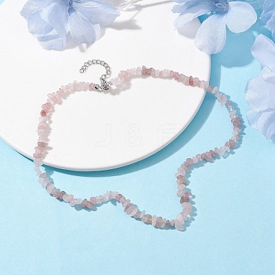 Natural Rose Quartz Chip Beaded Necklace NJEW-JN04615-03-1