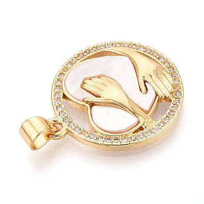 Brass Micro Pave Clear Cubic Zirconia Pendants KK-N268-63G-1