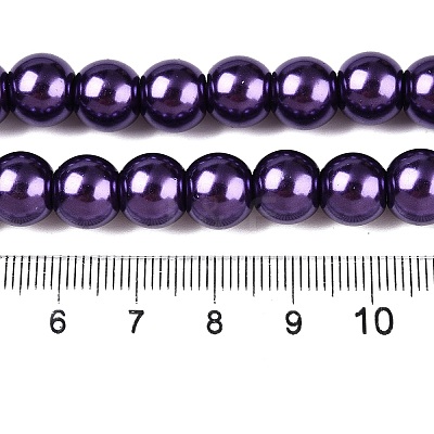 Baking Paint Pearlized Glass Pearl Round Bead Strands LS-HY-Q330-8mm-20-1
