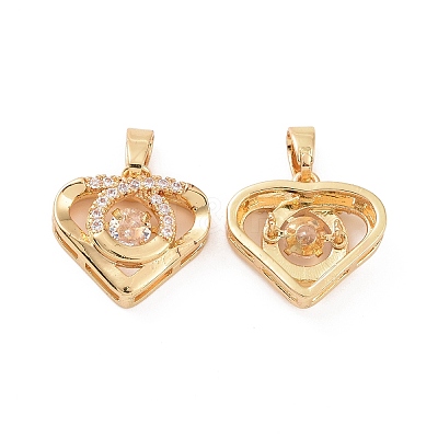 Brass Micro Pave Clear Cubic Zirconia Charms KK-E068-VC282-1