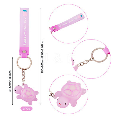 3Pcs PVC Tortoise Pendant Keychains KEYC-TADJ0001-02E-1
