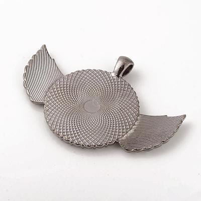 Alloy Pendant Cabochon Setting ALRI-WH0005-11B-1