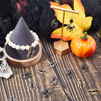 24Pcs 3 Colors Blank Glass Spider Pendant FIND-SC0006-47-1