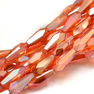 Full Rainbow Plated Faceted Teardrop Glass Bead Strands EGLA-J096-FR06-1