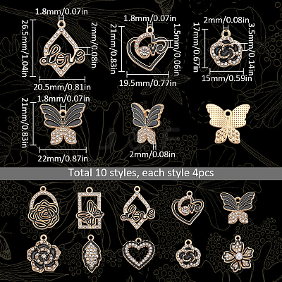 40Pcs 10 Style Alloy Enamel Pendants FIND-SC0008-32-1