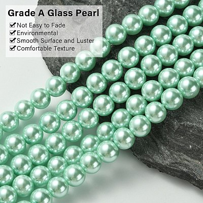 Eco-Friendly  Dyed Glass Pearl Round Bead Strands HY-A002-8mm-RB034-1