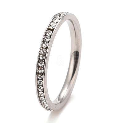304 Stainless Steel Rhinestone Rings Set STAS-D178-02A-1