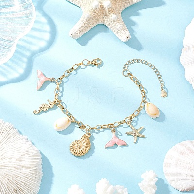 Stainless Steel & Alloy Enamel Charm Bracelets BJEW-JB12215-02-1
