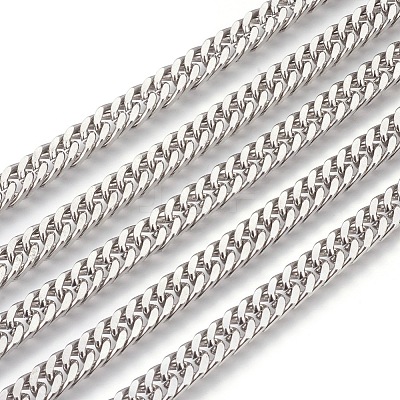 Tarnish Resistant 201 Stainless Steel Cuban Link Chains CHS-L017-17C-1