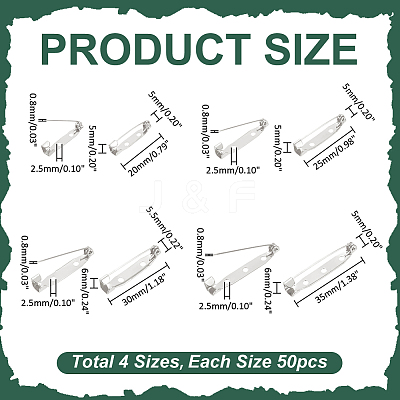 200Pcs 4 Styles Iron Back Bar Pins IFIN-ME0001-21A-1