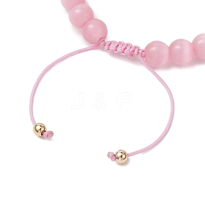 2Pcs Cat Eye Beads Braided Bead Bracelets for Mother and Child BJEW-TA00619-1