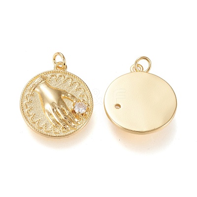 Brass Micro Pave Clear Cubic Zirconia Pendants ZIRC-K086-02G-1
