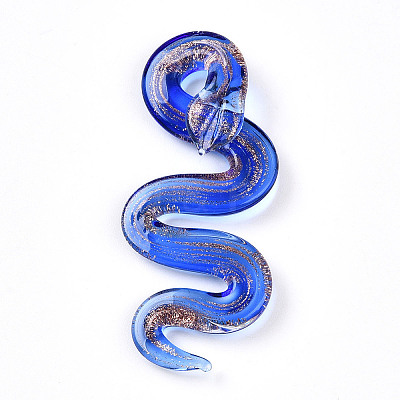 Handmade Gold Sand Lampwork Big Pendants LAMP-T023-11B-1