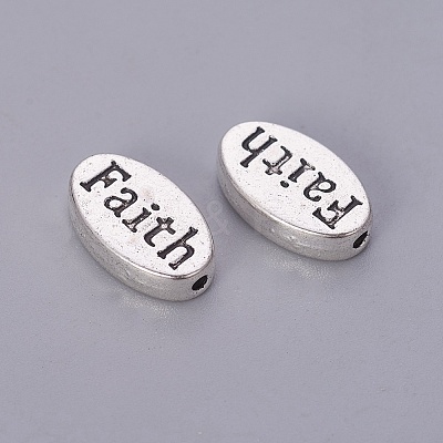 Oval with Faith Tibetan Style Beads X-TIBEB-A32287-AS-RS-1
