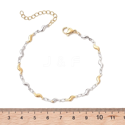 304 Stainless Steel Scalloped Bar Chain Bracelets for Women BJEW-JB13514-1