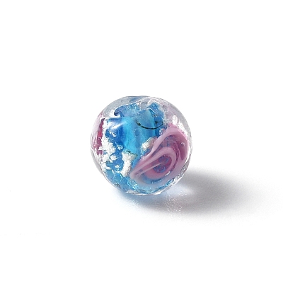 Handmade Silver Foil Glass Lampwork Beads GLAA-WH0036-03B-1