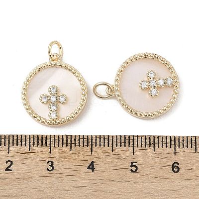 Brass Pendants Pave Shell KK-L208-76G-1
