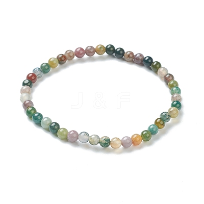 Natural Indian Agate Beaded Stretch Bracelets BJEW-D446-A-46-1