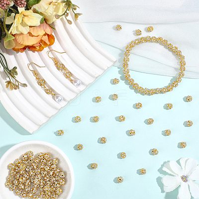 120Pcs Brass Rhinestone Beads KK-PA0001-26G-1