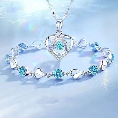 Heart Alloy Rhinestone Pendant Necklaces & Link Bracelets Sets FS-WGED12D-01-1