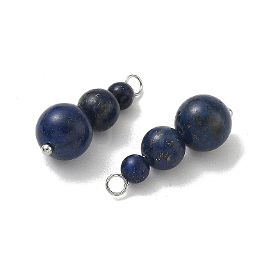 Natural Lapis Lazuli Round Beaded Pendants PALLOY-JF02867-12-1