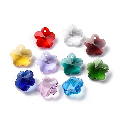 100Pcs 10 Colors Glass Pendants AJEW-H154-08C-1