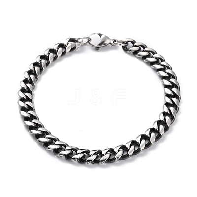 Men's Retro 304 Stainless Steel Curb Chain Bracelets BJEW-I293-12AS-1