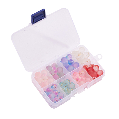96Pcs 8 Colors Transparent Spray Painted Frosted Glass Beads GLAA-CJ0001-40-1