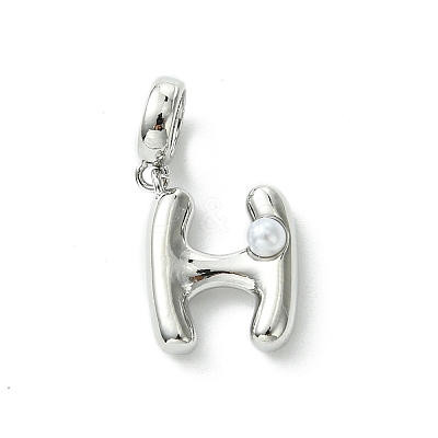 Rack Plating Brass with ABS Plastic Pearl European Dangle Charms KK-G501-02H-P-1