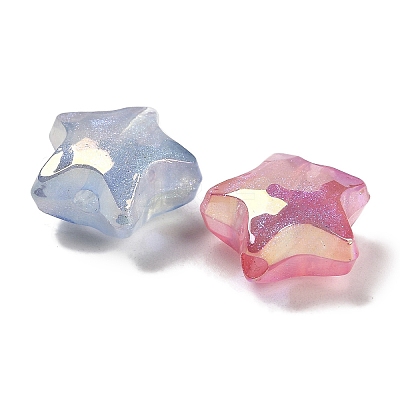 Star UV Plating Luminous Rainbow Iridescent Acrylic Beads LACR-R001-11A-1