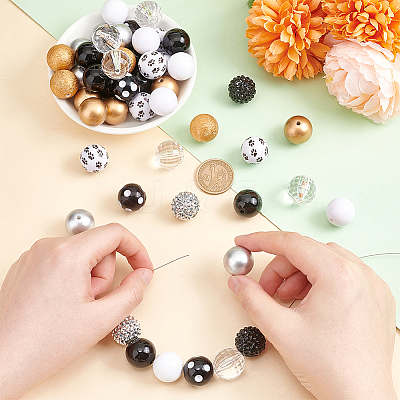 1 Set Mixed Style Acrylic Round Beads Sets SACR-PH0001-52D-1