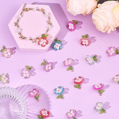 50Pcs 5 Colors Transparent Acrylic Pendants TACR-SC0001-50-1