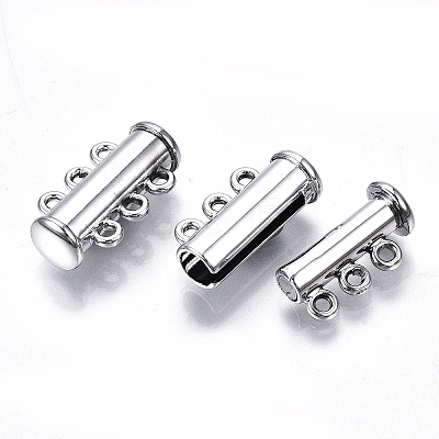 3-Strands Brass Magnetic Slide Lock Clasps X-KK-Q740-16P-1