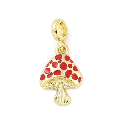 Brass Red Enamel Vegetable European Dangle Charms KK-Z090-06G-03-1