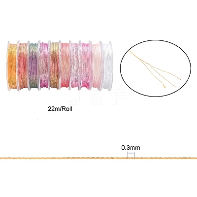 10 Rolls 3-Ply Polyester Metallic Threads MCOR-CJ0001-07A-1