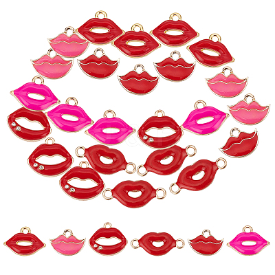 30Pcs 4 Style Eco-Friendly Zinc Alloy Pendants and Links ENAM-SC0002-27-1