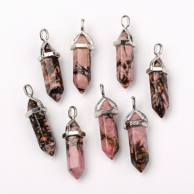 Natural Rhodonite Double Terminated Pointed Pendants G-F295-05D-1
